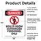 Signmission Boiler Room Authorized Danger Sign, Plastic, 10in W x 14in L, 2PK OS-2PACK-DS-P-1014-V-1048 - alternate 2